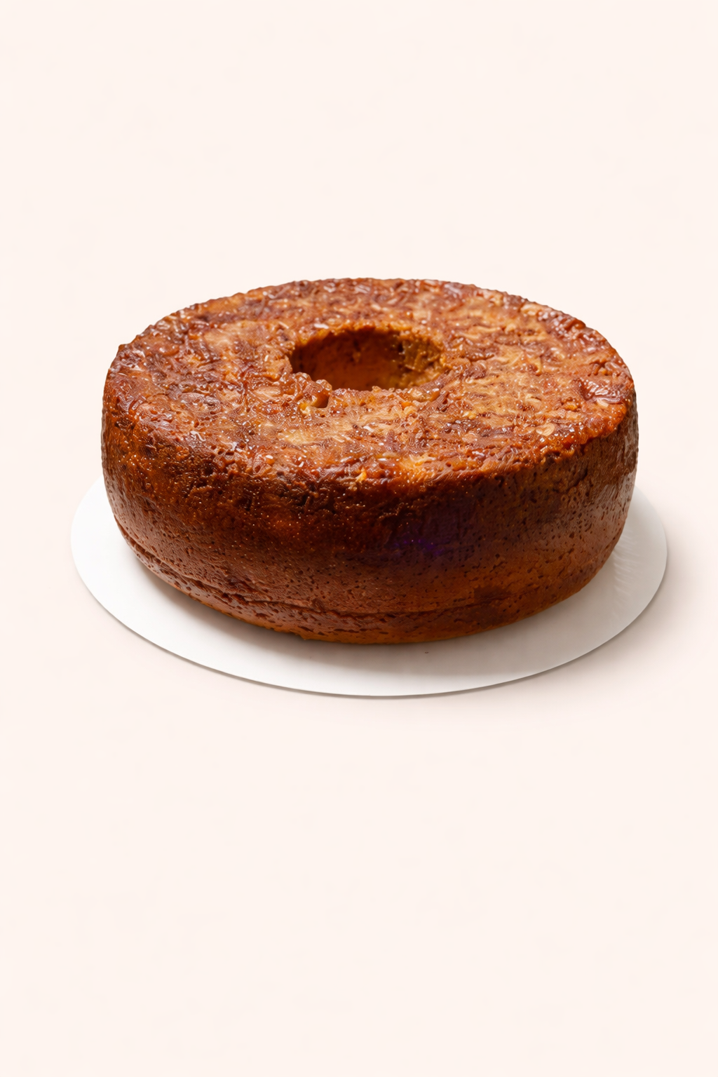 Rum Cake with pecans — golden brown bundt cake